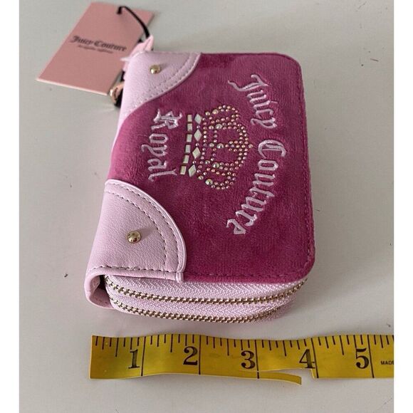 Juicy Couture Kingdom Double Medium Zip Around Wallet Raspberry Tart Velour NEW - Picture 13 of 14